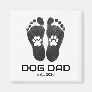 Neuer Hund Papa Pfotenabdrücke Fett Gründungsdatum Magnet