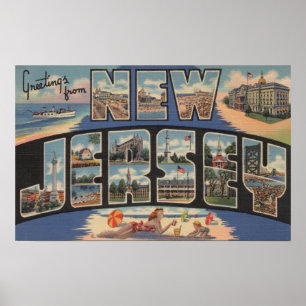 Neuer JerseyLarge Buchstabe ScenesNew Jersey Poster