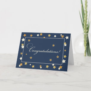 Neuer Job Gratulationen Navy Gold Effect Stars Karte