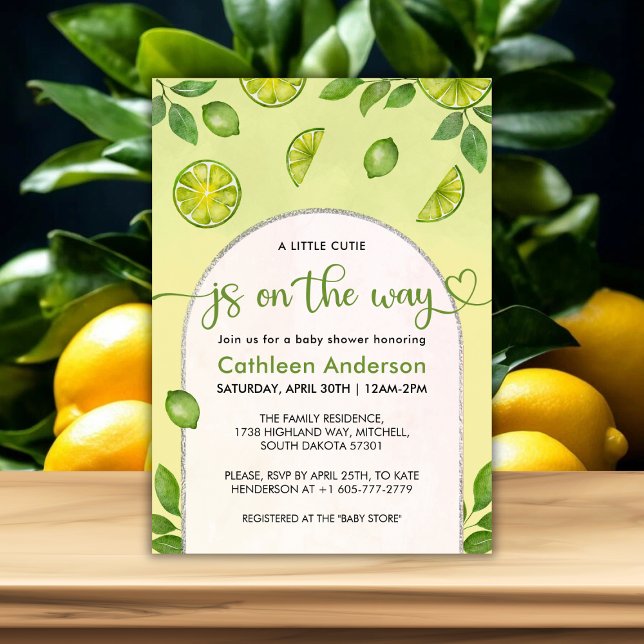 Neuer Limoner Citrus Gender Neutral Baby Shower Einladung (Fresh Lime Citrus Gender Neutral Baby Shower Invitation)