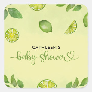 Neuer Limoner Citrus Gender Neutral Baby Shower Quadratischer Aufkleber