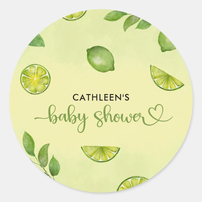 Neuer Limoner Citrus Gender Neutral Baby Shower Runder Aufkleber (Vorderseite)