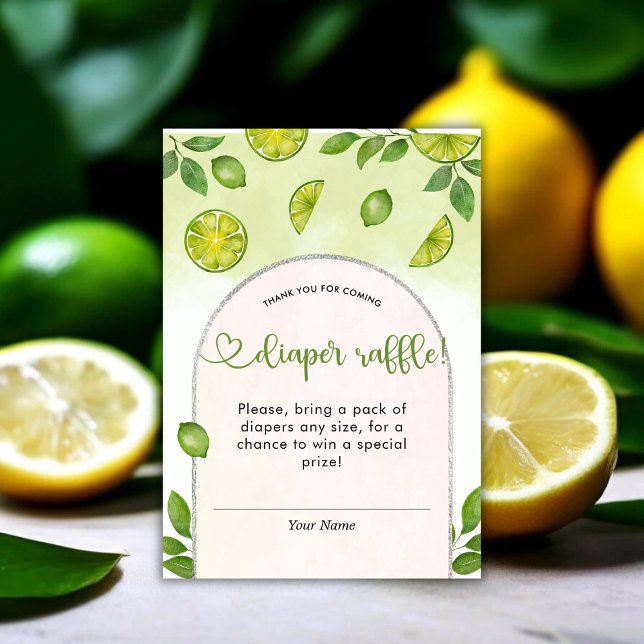 Neuer Limoner Zitrusgeschlecht, neutraler Windelkr Begleitkarte (Fresh Lime Citrus Gender Neutral Diaper Raffle Enclosure Card)