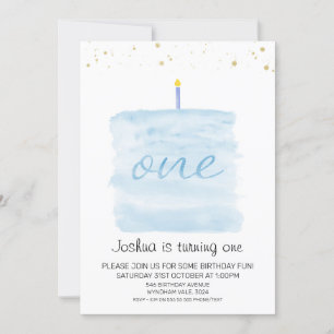 Neuer Minimalistischer Blue Cake zum Geburtstag Einladung