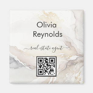 Neuer Minimalistischer Marmortexturneutraler QR-Co Magnet