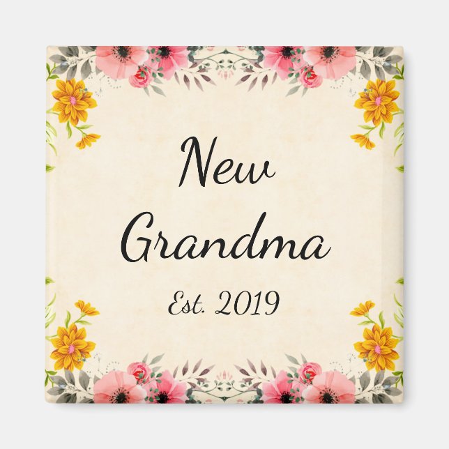 Neuer Oma Est. 2019 Neue Großmutter Magnet (Vorne)