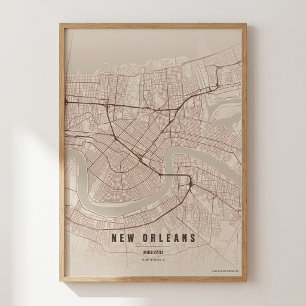 Neuer Orleans Stadtplan Druck NOLA Wandkunst Poste Poster