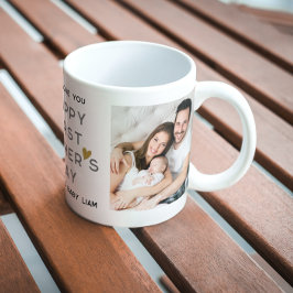 Neuer Papa Baby 2 Foto Collage zum ersten Vatertag Kaffeetasse