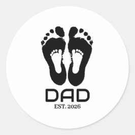 Neuer Papa Baby Fußabdrücke Gründungsdatum Runder Aufkleber