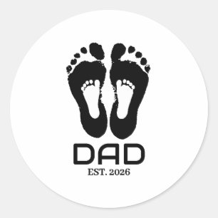 Neuer Papa Baby Fußabdrücke Gründungsdatum Runder Aufkleber