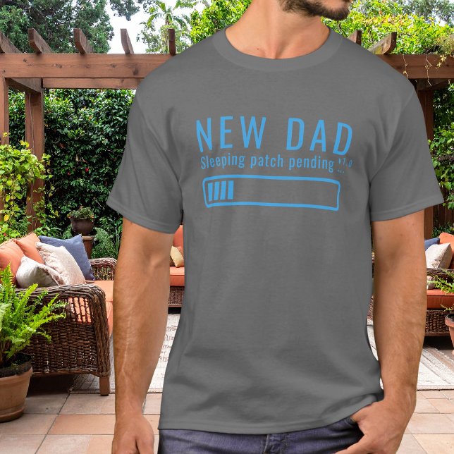 Neuer Papa Schlaf-Patch Blaues Design T-Shirt (Von Creator hochgeladen)