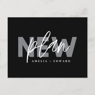Neuer Plan moderne Typografie Hochzeit ändern das  Ankündigungspostkarte