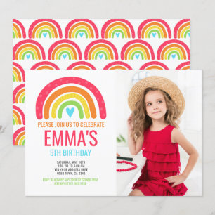 Neuer Regenbogen Erster Geburtstag Einladung