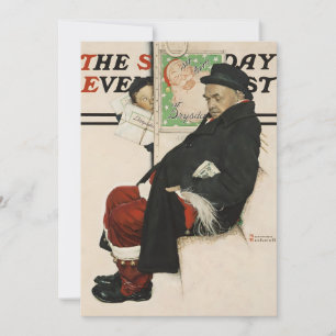 Neuer Santa auf einem Zug Norman Rockwell The Satu Feiertagskarte