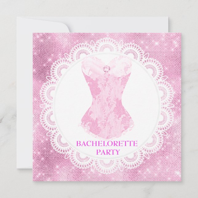 NEUER SPARKPINK CORSET HÜBSCH ELEGANTER LAND EINLADUNG (Vorderseite)