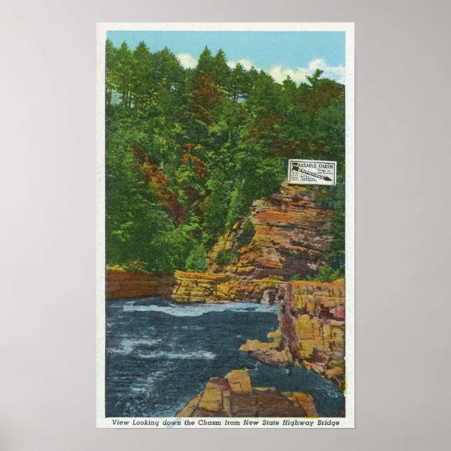 Neuer Staat Hwy Bridge View Ausable Chasm Poster (Vorne)