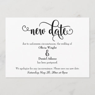 Neuer Termin für verspätete Hochzeitsankündigung Einladung
