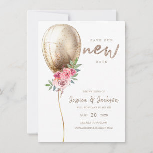 Neuer Termin Hochzeitaufenthalt Beige Ballon Save The Date