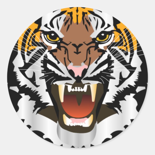 NEUER TIGER KOPF RUNDER AUFKLEBER (Vorderseite)