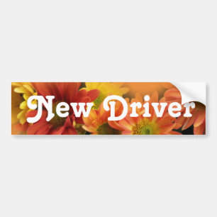 Neuer Treiber. Farbenfrohe Blume Autoaufkleber