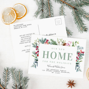 Neuer Urlaub Zuhause Bewegende Ankündigung Postkar Postkarte