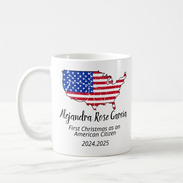 Neuer US-Bürger – American Map Citizenship Day Kaffeetasse (Links)