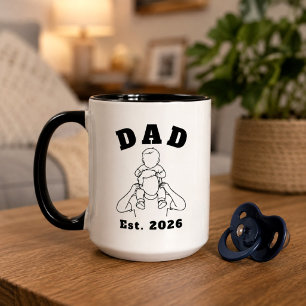 Neuer Vater Baby Schulter Linienkunst Tasse