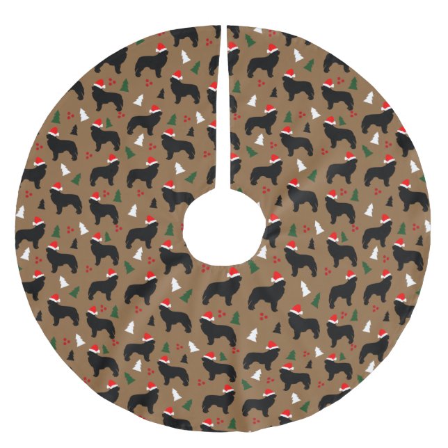 Neuer Weihnachtsmannmütze Neufundland Hunde Weihna Polyester Weihnachtsbaumdecke (Vorderseite)