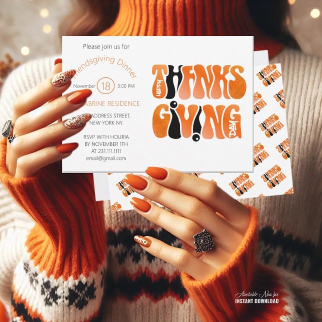 Neuer Weißer Graffiti-Erntedank Herbst Einladung (Von Creator hochgeladen)