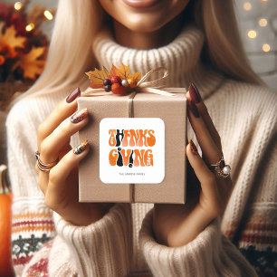 Neuer Weißer Graffiti-Erntedank Herbst Quadratischer Aufkleber