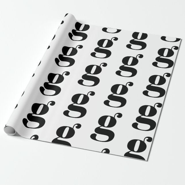 Neuer, weißer, monogramm-schwarzer Anfangsbuchstab Geschenkpapier (Ungerollt)