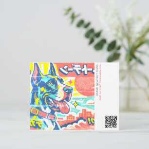 Neuer Welpe Ankündigung Riso Comic Hund Postkarte
