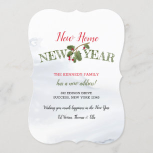 Neuer Zuhause Neujahrsankündigung über Urlaubsreis Einladung