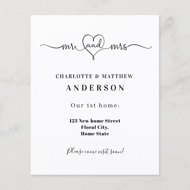 Neuer Zuhause vor kurzem verheiratete Adresse bewe Flyer (Vorne)