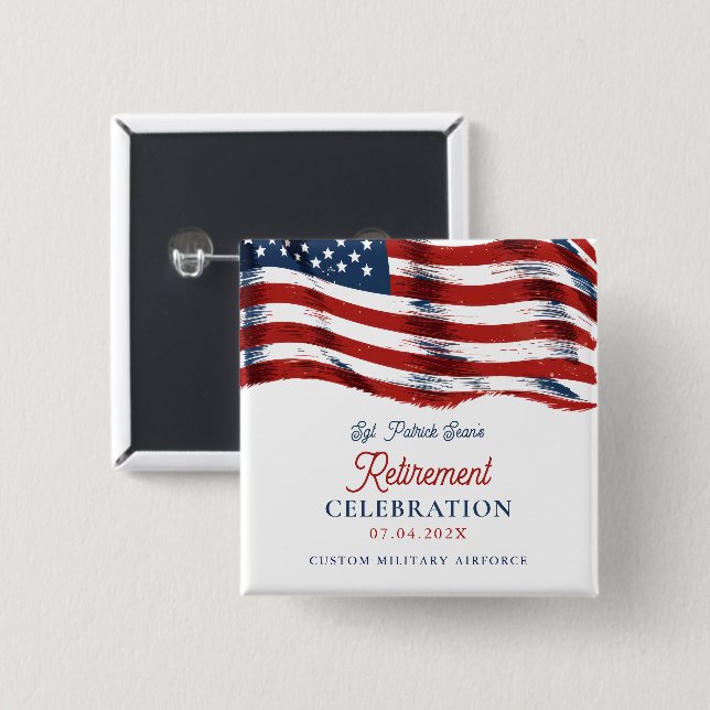 Neuere amerikanische Flagge 4. Juli Army Retiremen Button (Vorne & Hinten)