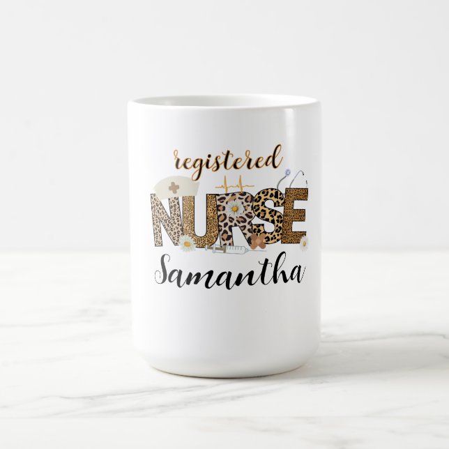 Neuere Leopard-Skin Brown-Krankenschwester Kaffeetasse (Mittel)