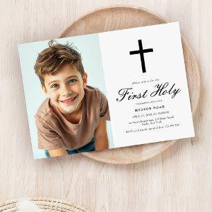 Neuere Minimalistische Jungen des Schwarzen Kreuze Einladung