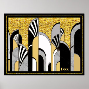 Neues Abstraktes Art Deco Poster