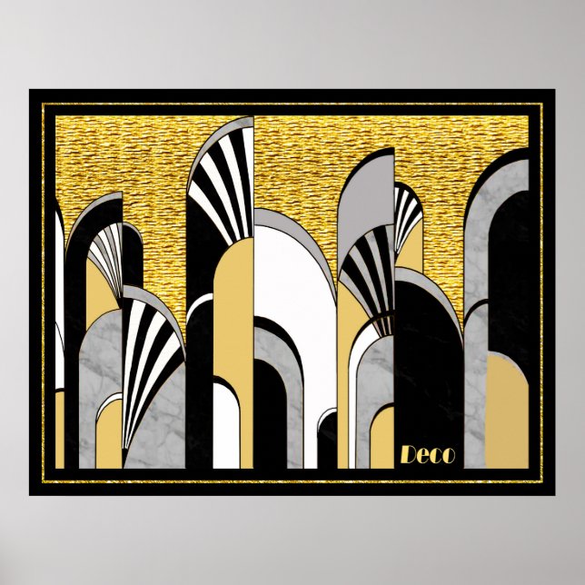 Neues Abstraktes Art Deco Poster (Vorne)
