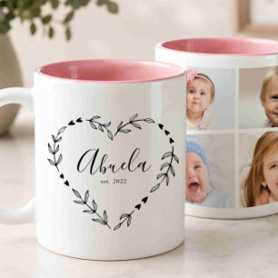 Neues Abuela-Jahr Est. Vier-Foto-Collage Zweifarbige Tasse