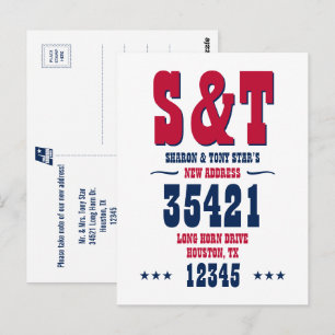 Neues Adressmonogramm Rot Weiß Blau Personalisiert Postkarte