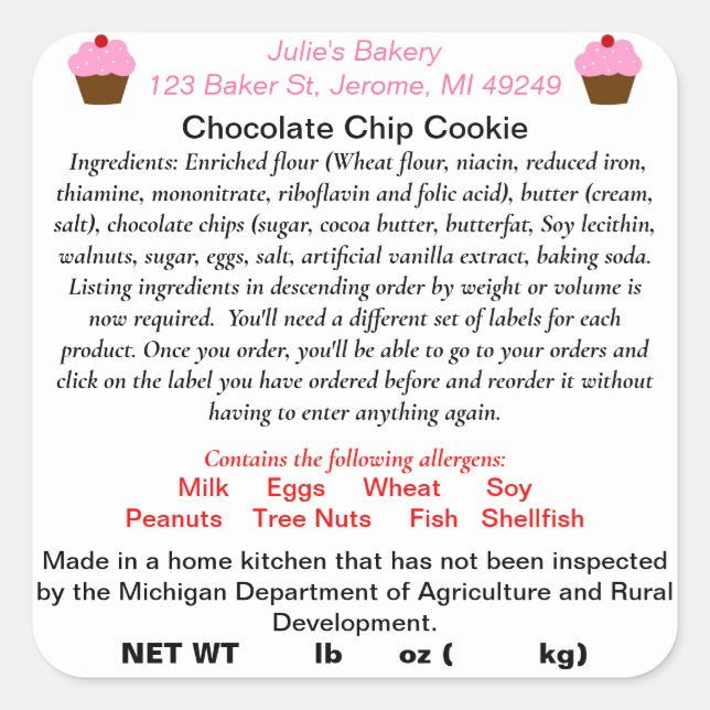 Neues aktualisiertes Lebensmittelkennzeichen der M Quadratischer Aufkleber (Vorderseite)