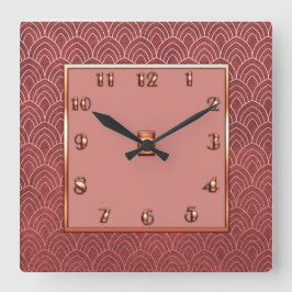 Neues Art Déco im Kupferstil Quadratische Wanduhr