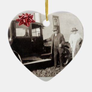 Neues Auto zu Weihnachten! Lustiges altes Foto End Keramik Ornament