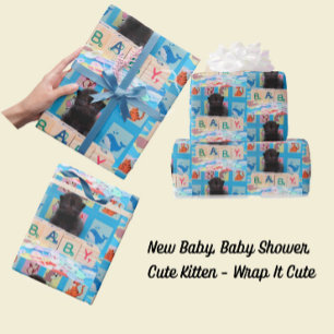 Neues Baby, Babydusche, Kitten Geschenkpapier