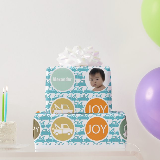 Neues Baby Boy Foto Wrapping Paper Geschenkpapier (Partygeschenke)