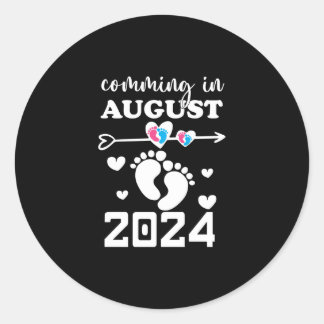 Neues Baby Coming in Augu 2 24 Schwangerschaftsank Runder Aufkleber