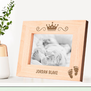 Neues Baby Crown Name Laser Foto Geätzte Rahmen