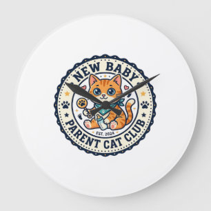 Neues Baby-Eltern-Katze-Katze-Mama-Geschenkidee - Große Wanduhr