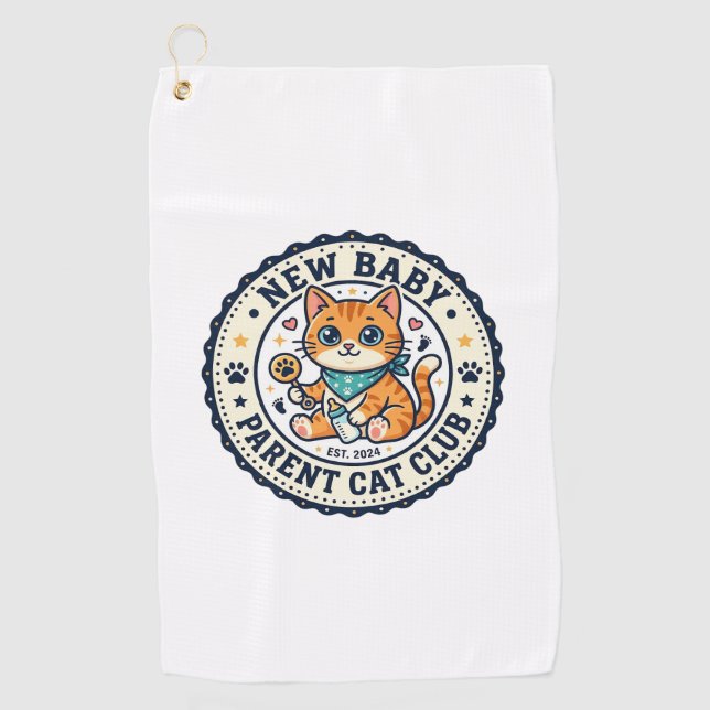 Neues Baby-Eltern-Katze-Katze-Mutter-Geschenkidee  Golfhandtuch (Vorderseite)